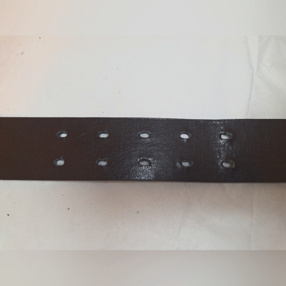 Buffalo genuine leather brown double hole steampunk grommet belt - Picture 4 of 7